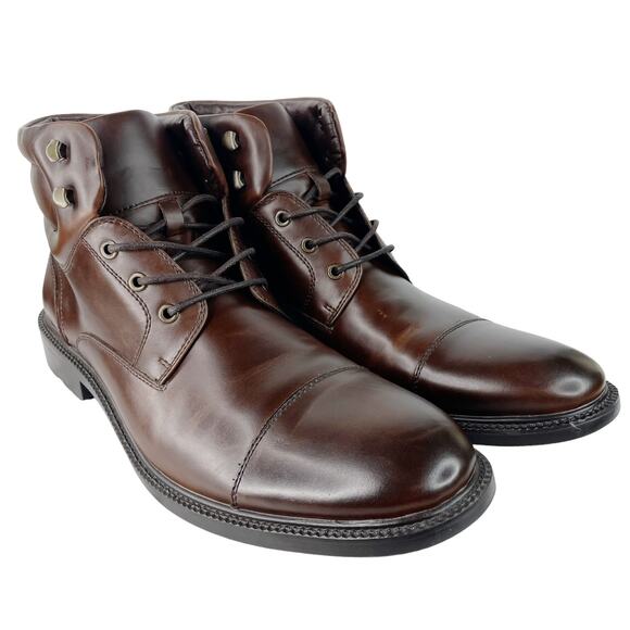 Unlisted by Kenneth Cole Roll With It Faux Leather Boots Brown Mens 13 M - Picture 1 of 9